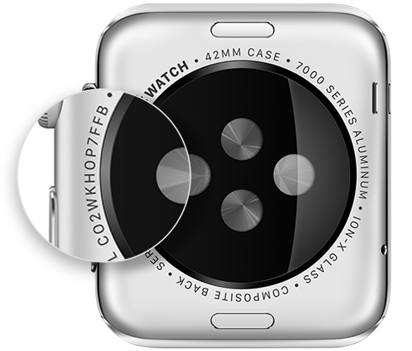 Apple Watch 表背镌刻序列号