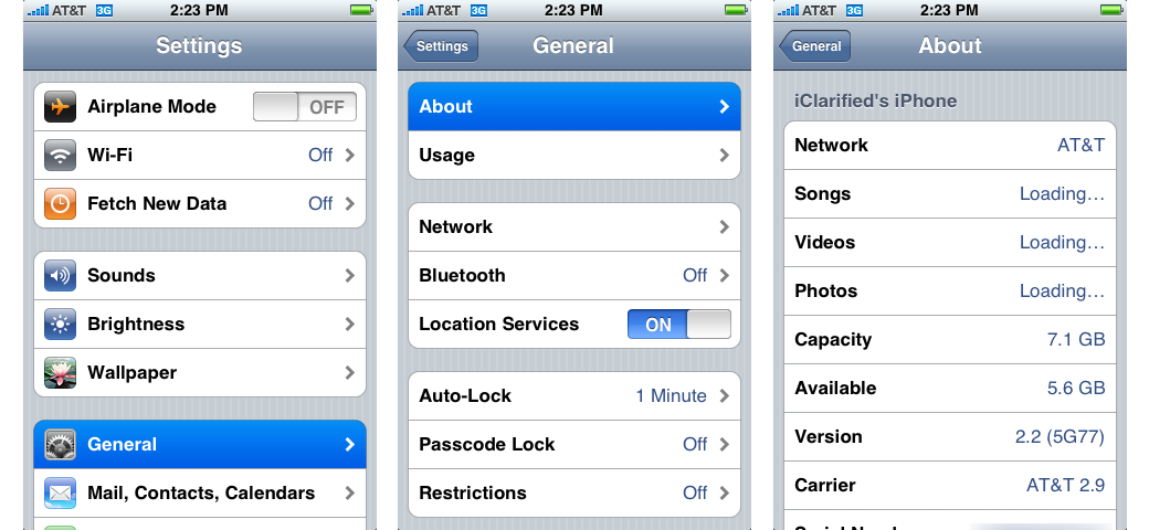 iPhone OS 2 设置、通用与关于本机（2008）