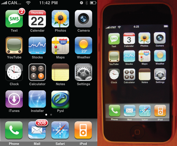 iPhone OS 1 主屏幕（2007）